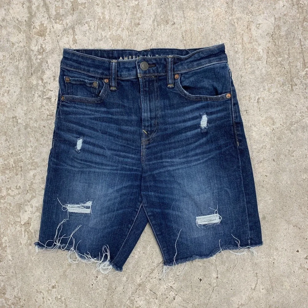 American Eagle Cut Off Jean Shorts Mens 28 Denim Athletic Fit Jorts Distressed